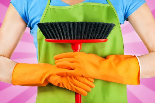 Cleaning professional preparing tools before a service visit