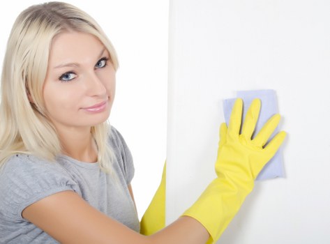 Cleaner refreshing a sofa in a central London property
