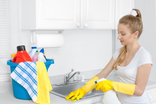 Cleaner responding to a workplace hazard or spill